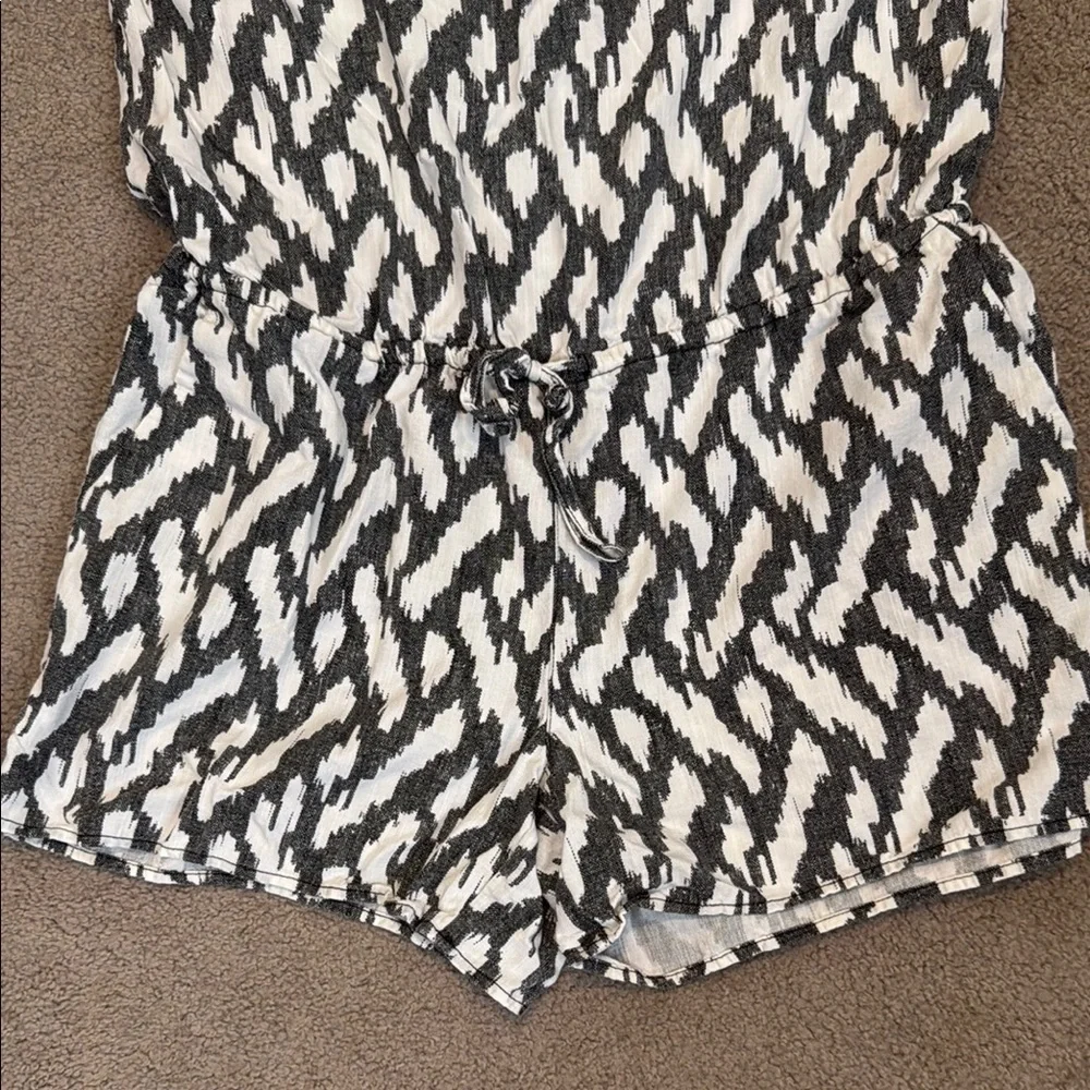 J. Crew Black and White Patterned Romper